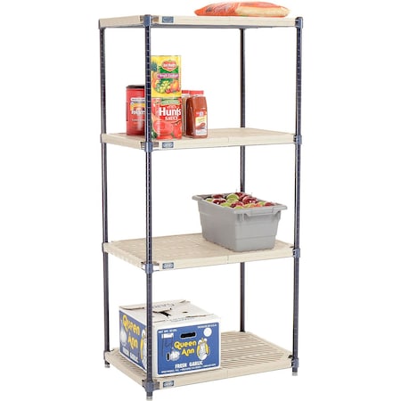 Nexel 4 Shelf, Vented Plastic Mat Shelving Unit, Starter, 30inW x 21inD x 63inH 331449N